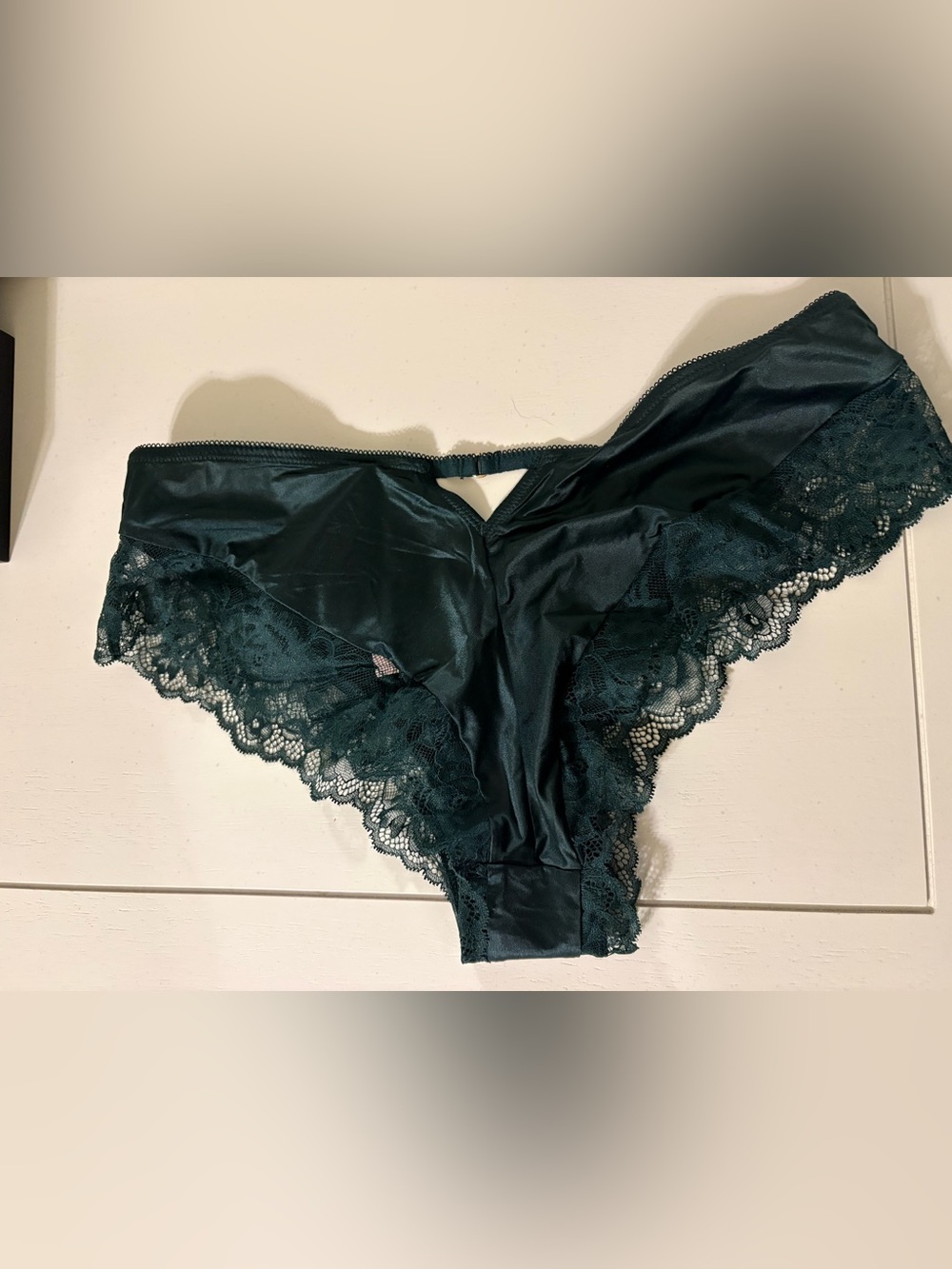 Victoria's Secret Emerald Lace-Trim Satin Bikini - Picture 2 of 2